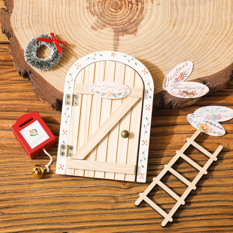Babyzimmer Fairy Cottage Holz Miniatur Puppenhaus Mini Home Fairy Elf Türdekorationen Ornamente Outdoor Yard Garden Decor Craft – Detail 21