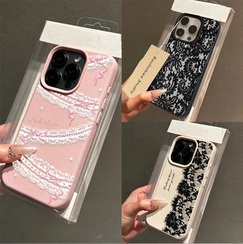 Elegant Black Lace Design Phone Case - Letter Edition
