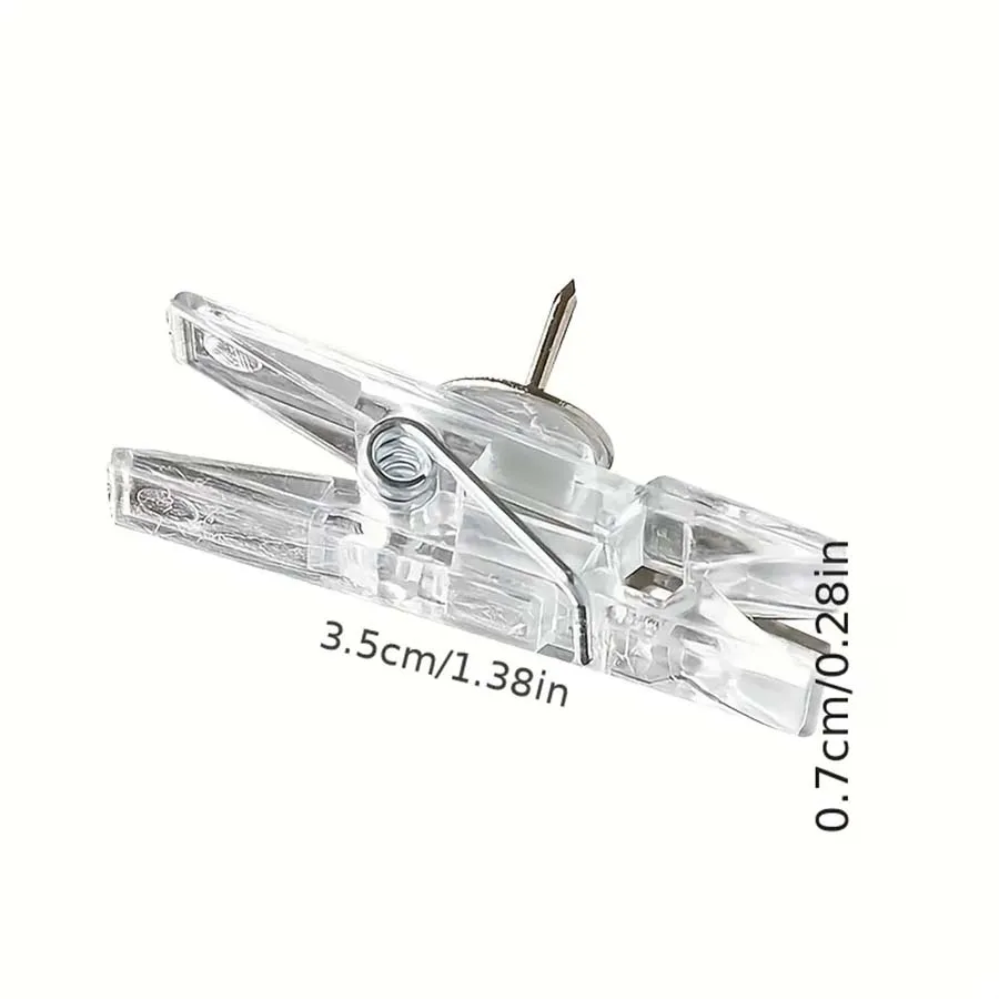 Multifunctional Clip-shaped Thumb Tacks for Cork Board Transparent Plastic Push Pins Home Photo Wall Decoration Clips 20pcs push pins