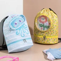 New Cartoon Swimming Bag Girls Waterproof Storage Shoulder Packs Children's Backpack Wet Dry Separation Bags Boys Washing Pouch 1