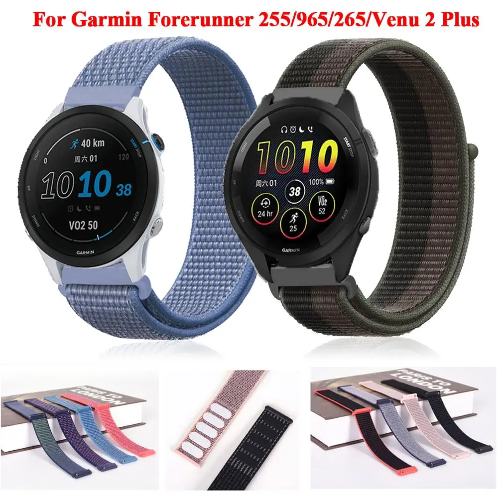 

Ремешок нейлоновый для смарт-часов Garmin Forerunner 255 965 265 245 645 Venu2 Plus, 20 22 мм