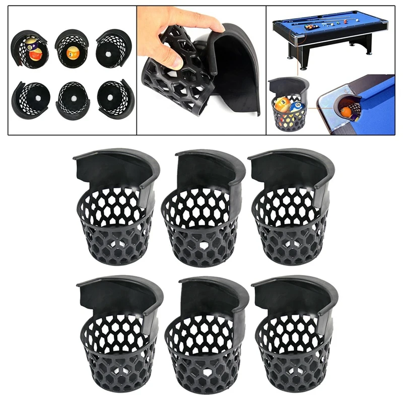 6 Pcs Pool Table Pockets Billiard Pockets Set Black Billiards Net Bag Entertainment Web Snooker Baskets