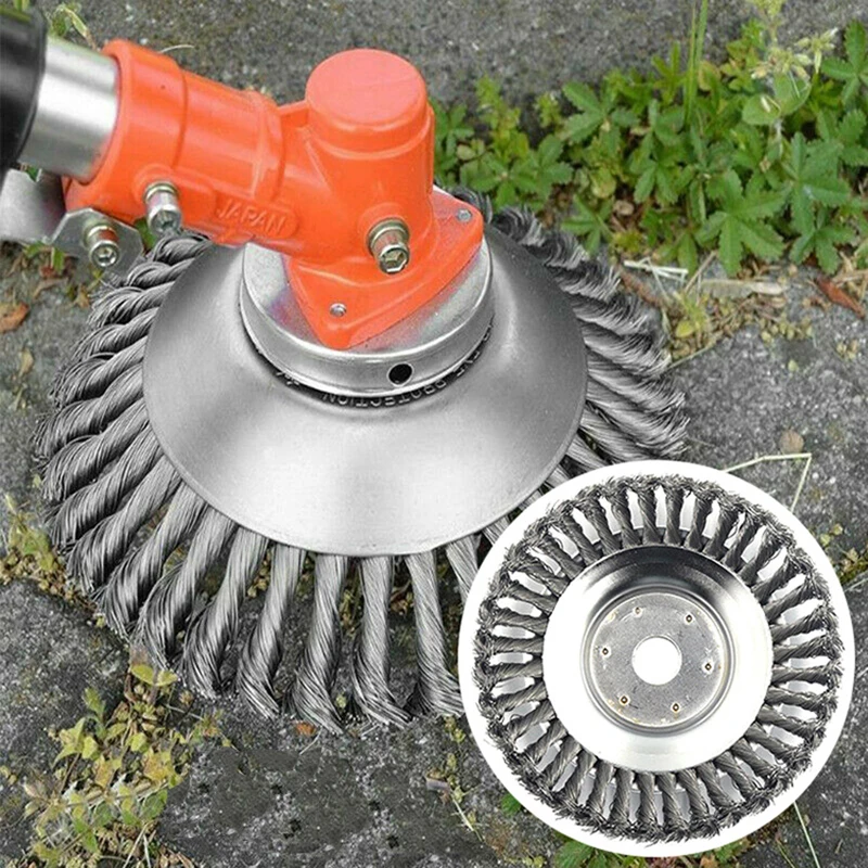 Steel Wire Wheel Garden Weed Brush Lawn Mower Grass Eater Trimmer Brush Cutter Tools Garden Grass Trimmer Head Weed