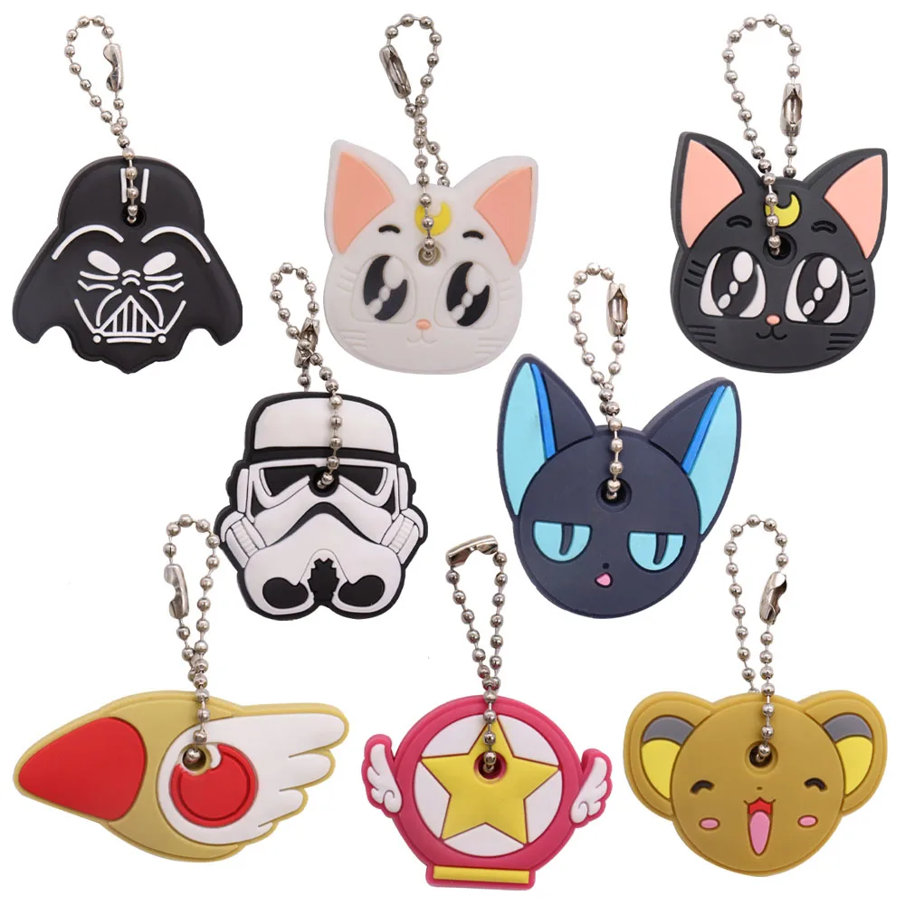1 Pz Star Wars Anime Key Cover Portachiavi In Silicone Donna Uomo Funny Car Key Holder Caps Kids Party Gift Hanging Decorations