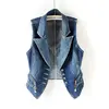 PTKPCC Casual Female Tops Women Denim Vest Jacket Spring Autumn Clothes Sleeveless Short Jeans Waistcoats Single-Breasted 5XL 1