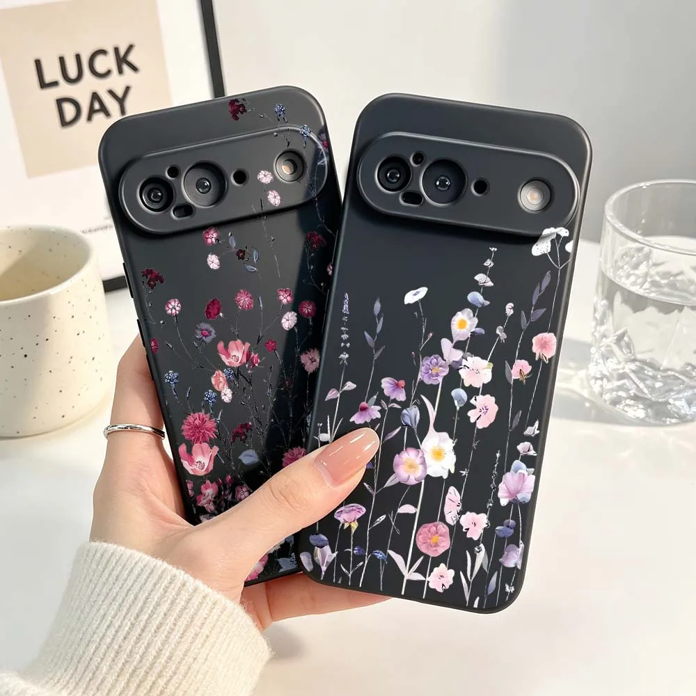 Embossed Floral Pattern Black Soft Silicone Phone Case