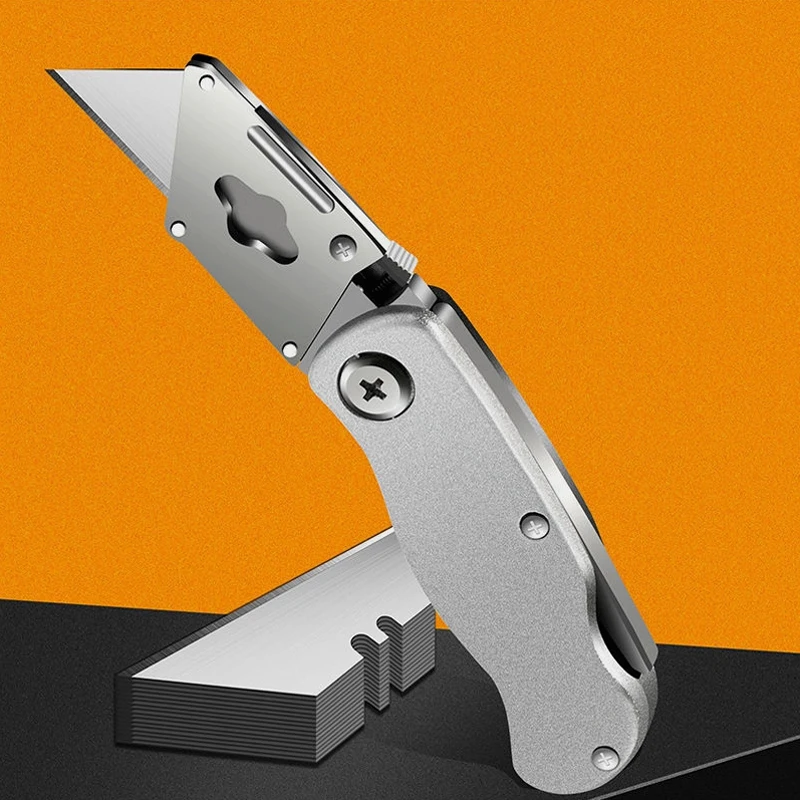 Pocket Folding Aluminum Alloy Box Cutter Utility Knife with Belt