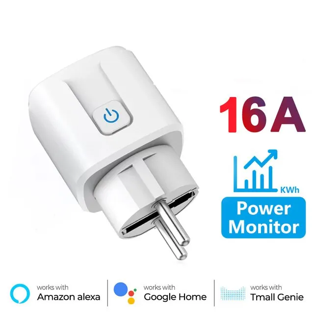 Tuya 16A 20A EU Smart Socket WiFi Smart Plug With Power