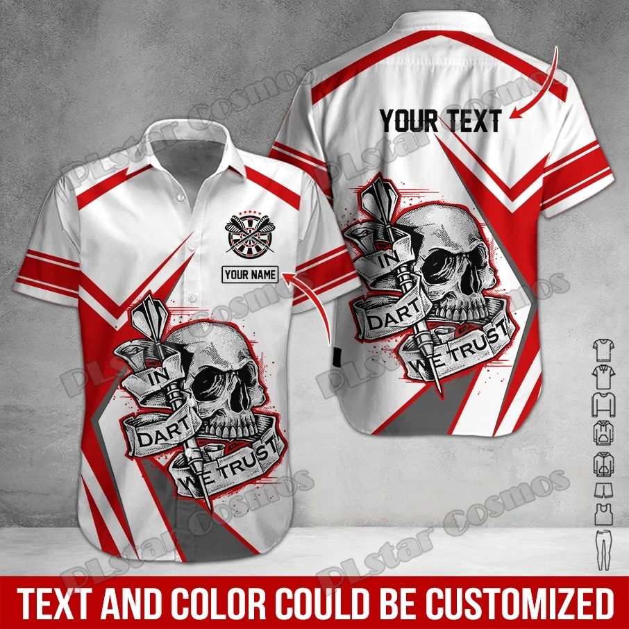 Personalized Name Darts Player 3D Printed Men's Hawaiian Shirt Summer Beach Short sleeve shirt Unisex Casual Tee shirts SH02 3