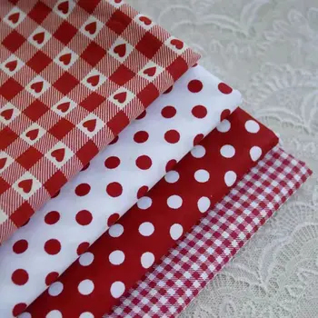 160x50cm Red Water Jade Dot Striped Grid Twill Pure Cotton Fabric Bedding Clothing Fabric Handmade DIY Sewing Cloth