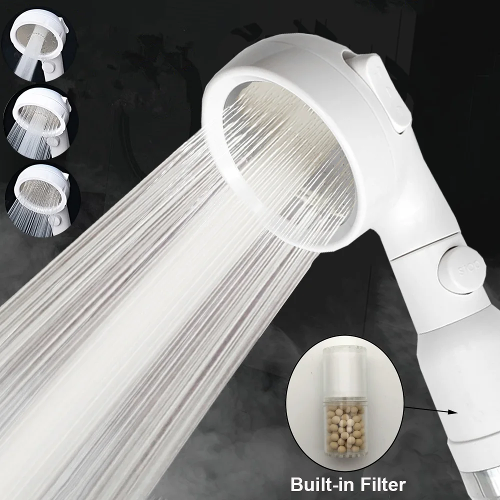3 Modes Shower Head with Filter Removes Chlorine Fluoride Heavy Metal