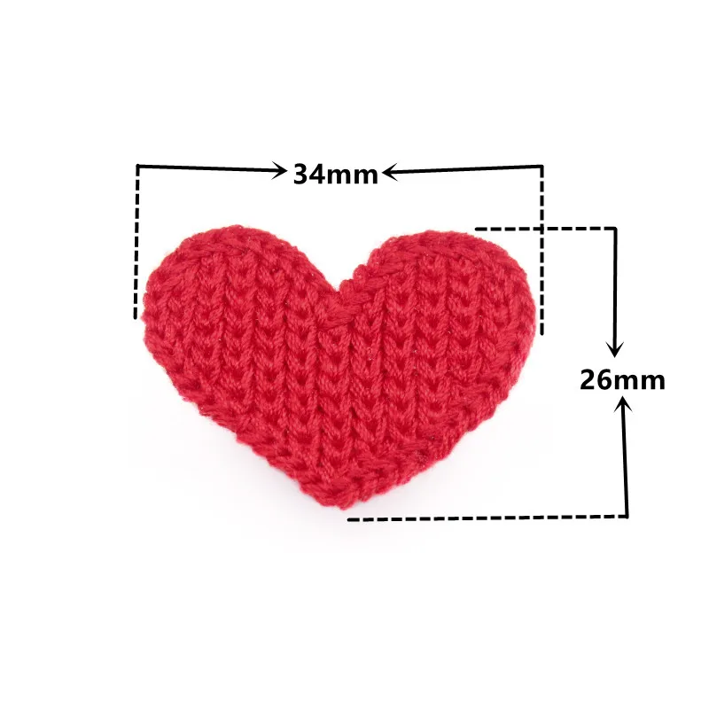 34mm Mini Heart Cotton Knitting Flower 20Pcs for Home Hat Shoes Clothing Decoration Scrapbooking DIY Handmade Crafts Accessories cotton knitting flower