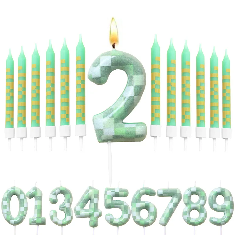 Cake Candles Decorative Candles Digital Cake Candle Set Green Theme Green Party Cake Decrative Candles 0-9 Number Candle Creative Birthday Topper
