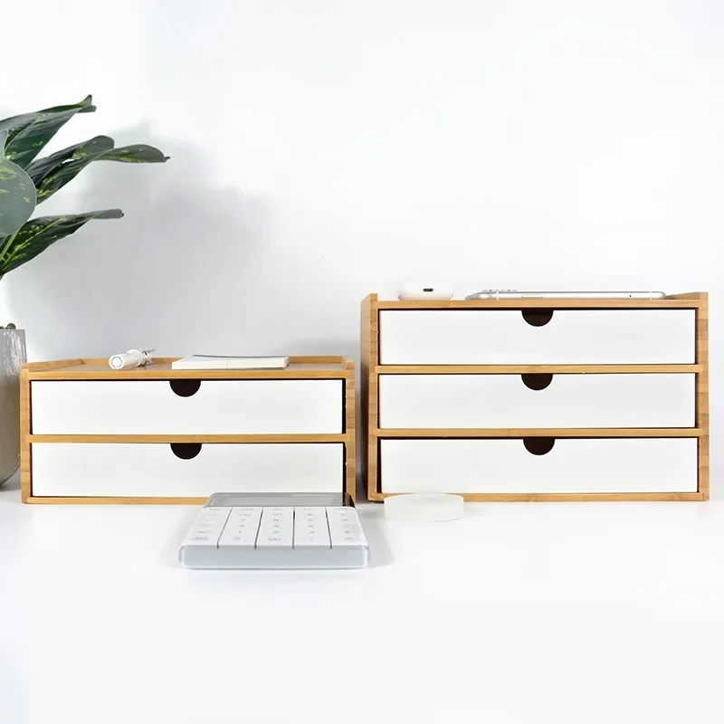 1/2/3 layer Wooden Desktop Drawer Storage Box Cabinet Organizer Supplies Jewelry Storage Box Gift Case Craft Bamboo Storage Box 2