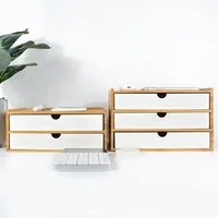 1/2/3 layer Wooden Desktop Drawer Storage Box Cabinet Organizer Supplies Jewelry Storage Box Gift Case Craft Bamboo Storage Box 2