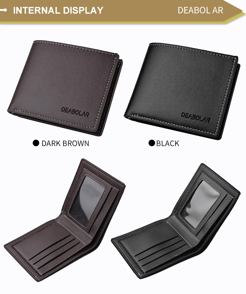 Pu Leder Männer kurze Brieftasche dünnen Stil Klapp junge Männer Kreditkarten halter Brieftasche – Detail 7