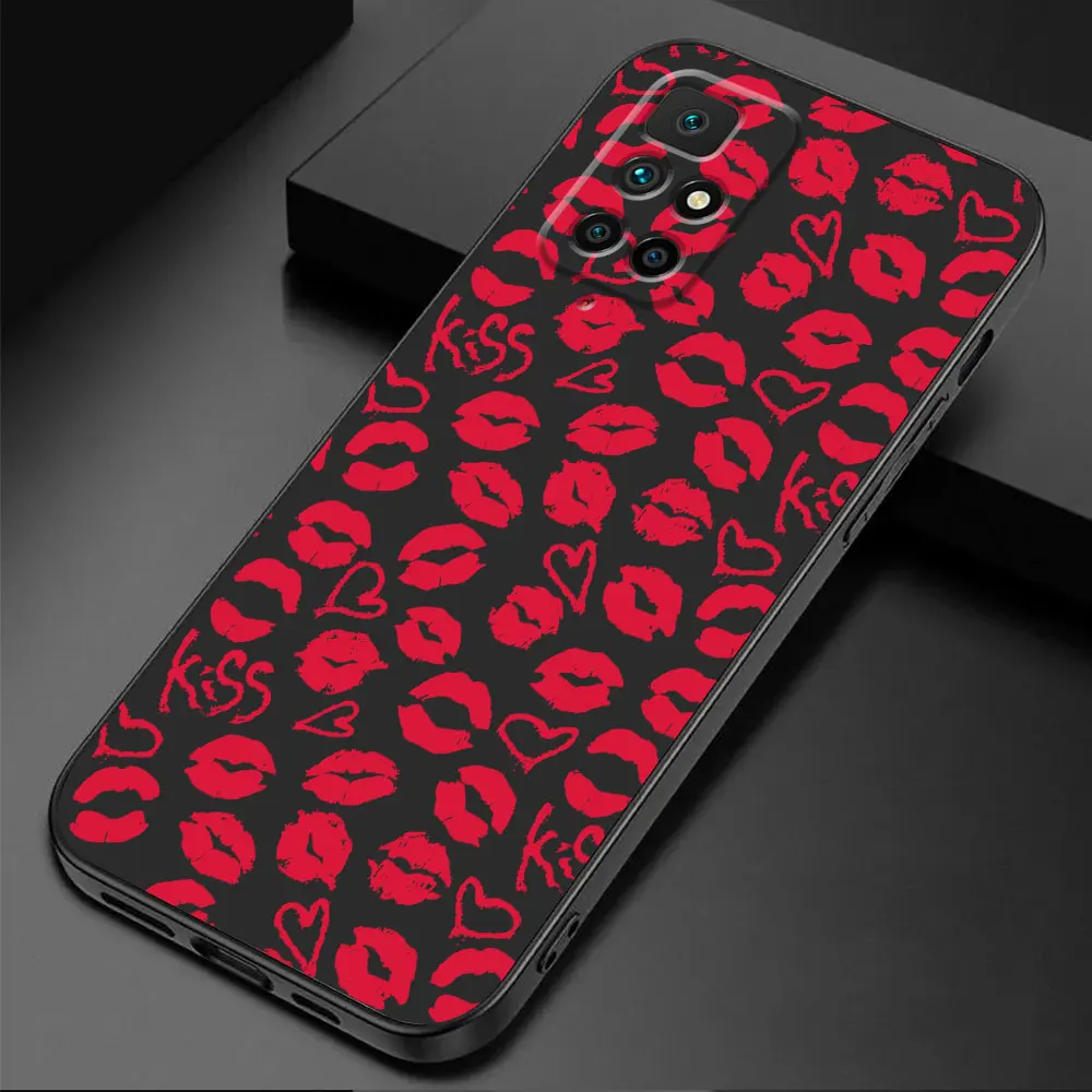 Sultry Lips Silicone Case - Sexy Girl Red & Black Design
