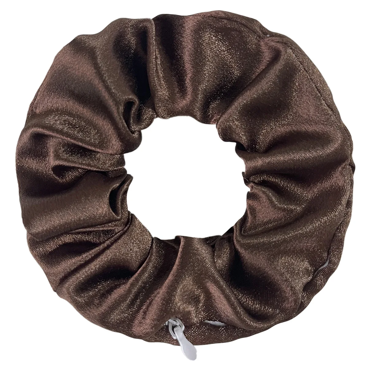 2025 Neu eingetroffene Damen-Haargummis mit Reißverschluss, Satin-Haargummis mit kleiner Tasche, glatter Seidenstoff, Reißverschluss-Couchou für Mädchen – Detail 2