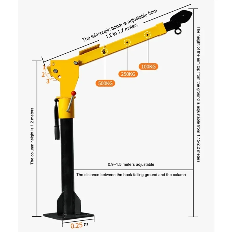 Vehicle crane 12V small crane truck with car 24V small 1 ton lifting cantilever