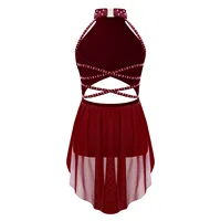 Kids Girls Ballet Leotard Dress for Lyrical Jazz Latin Dance Costume Backless Gymnastics Dress with Flowy Skirt Stage Dancewear - Image 2