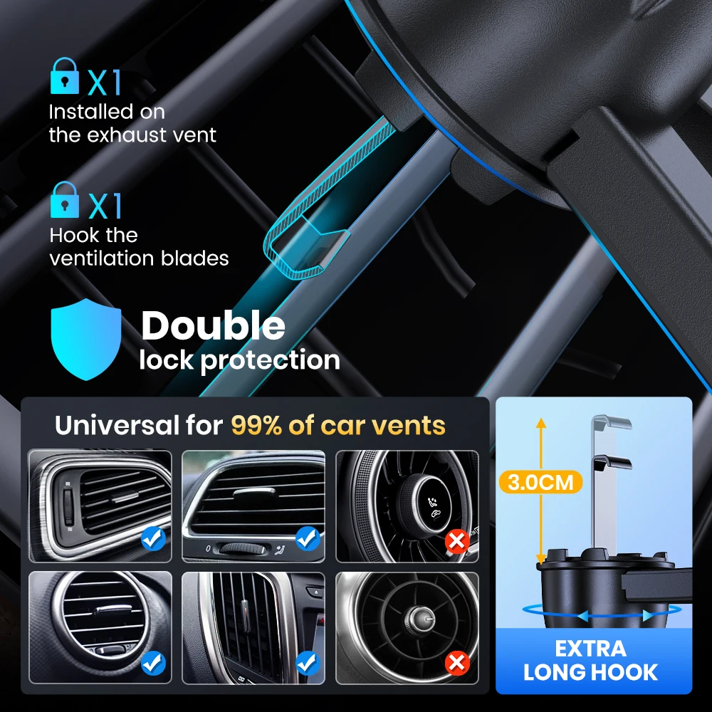 Car Phone Holder Mount for Vent, Military Sturdy Metal Clip Air Vent Phone Holde