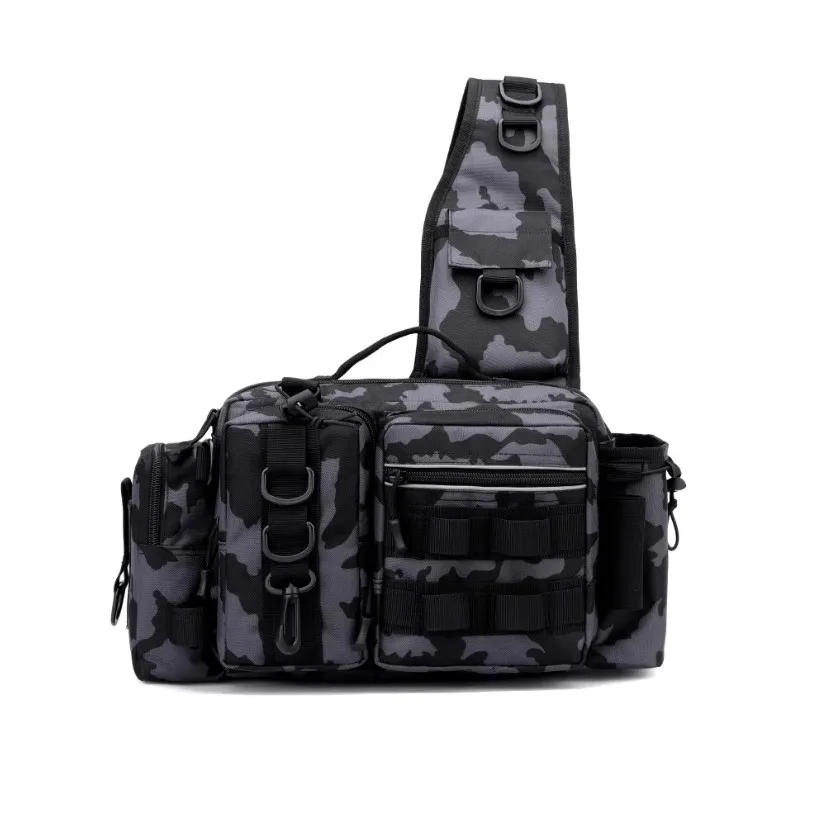 Angelgerät-Rucksack, Angel-Gürteltasche, Umhängetasche, Angelgerät-Box, Organizer mit Ruten- und Ausrüstungshalter, ideal zum Angeln – Detail 9