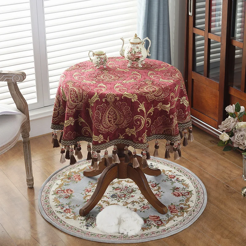 Elegante tovaglia floreale europea tavolo rotondo con nappe copritavolo da  pranzo Jacquard per feste decorazioni per la casa 180cm - AliExpress