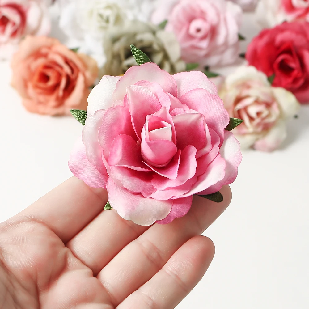 30pcs of 7cm Glitter spray artificial flower rose for Christmas