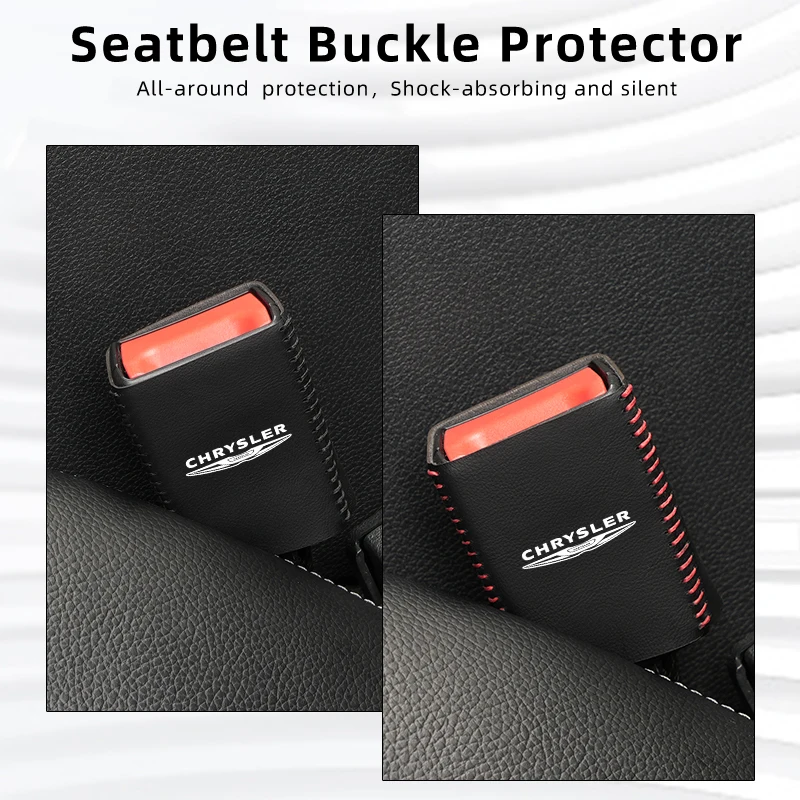 Leather Car Seat Belt Clip Protector Seatbelt Buckle Plug Cover Chrysler 300C PT Cruiser Grand Voyager Pacifica Sebring MK3