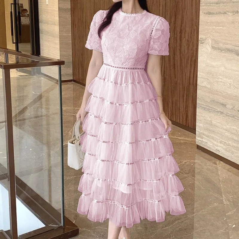 

Женское облегающее платье с блестками, розовое Сетчатое вечернее платье с вышивкой, элегантная винтажная одежда для подиума, лето 2019