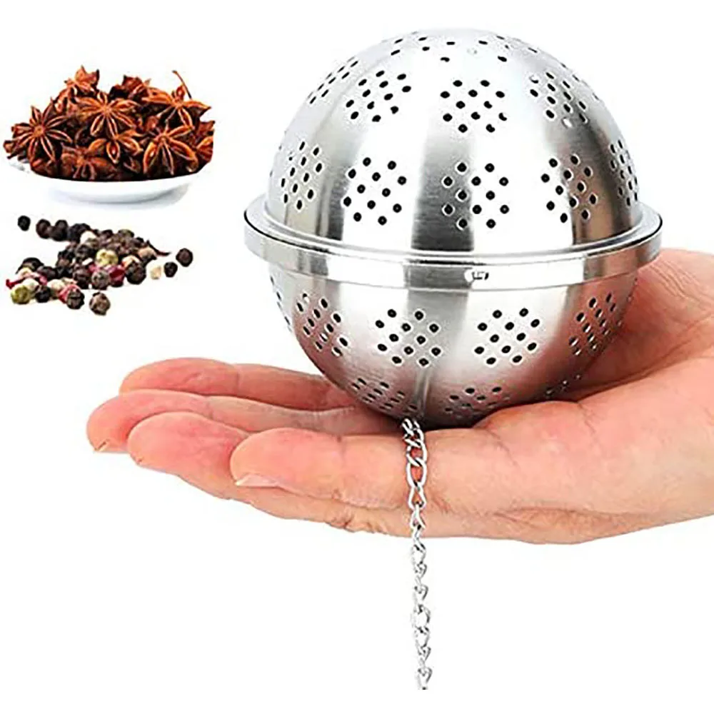 

304 Stainless Steel Mesh Tea Ball Strainer, Spice Strainer Ball with Chain for Loose Leaf Tea and Spices