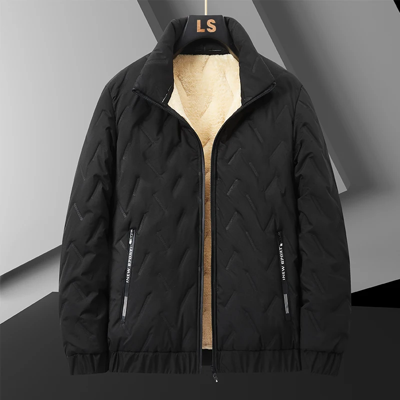 2023 Autumn Winter Jacket Men Lambswool Warm Thicken Jackets Waterproof Jogging Casual Coat Men Fashion Loose Grey Parke Jacket