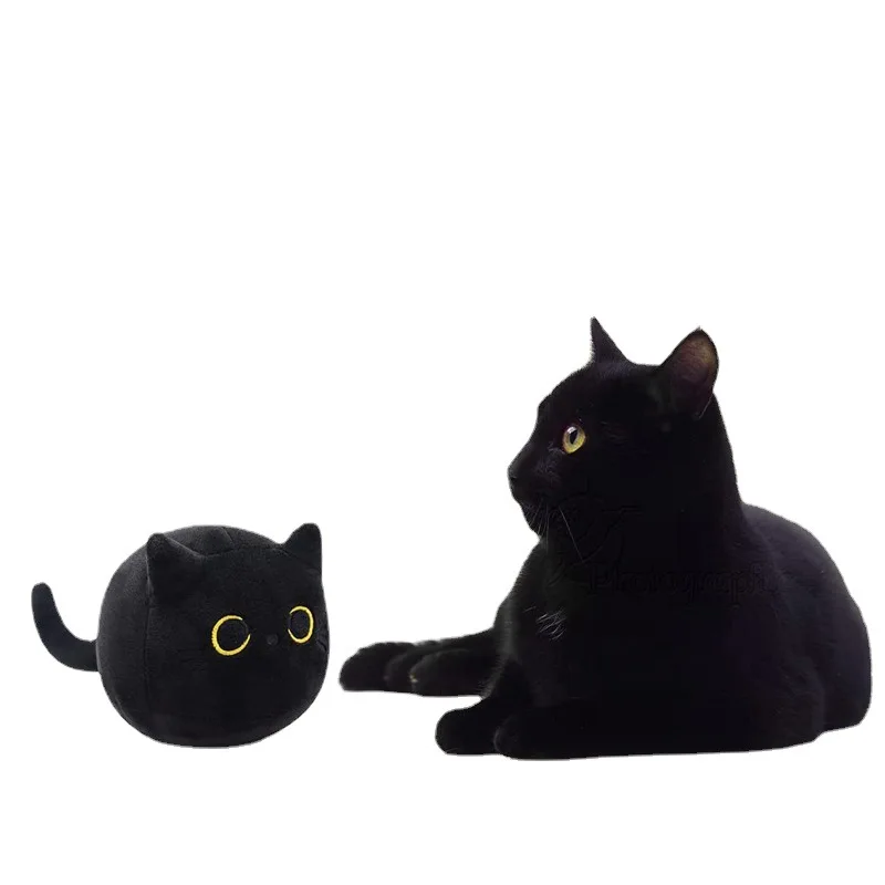 Pochita 3D Fat Black Cat Plush Pillow - 15.7" Stuffed Animal Toy, Kawaii Lumbar Cushion, Decorative Plushie - View #12