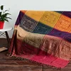 Inyahome Boho Throw Blanket Colorful Chenille Woven Bohemian Sofa Recliner Loveseat Furniture Cover Aztec Hippie Throws Blankets 1