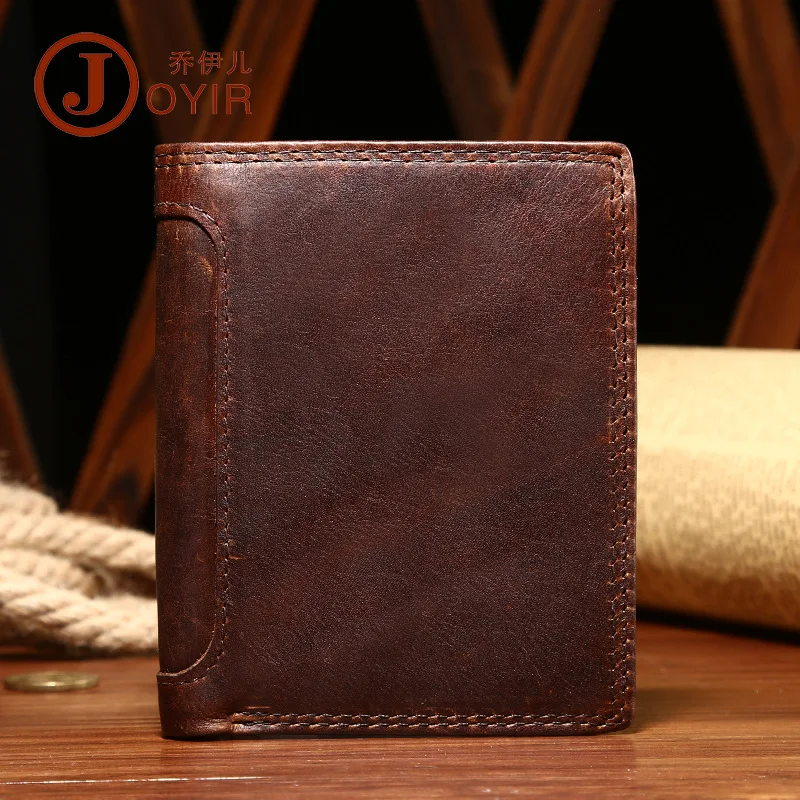 

Men's Wallet Crazy Horse Leather Business Retro Vertical Clutch Wallet Men's RFID Multiple Card Slots Wallet Wallet