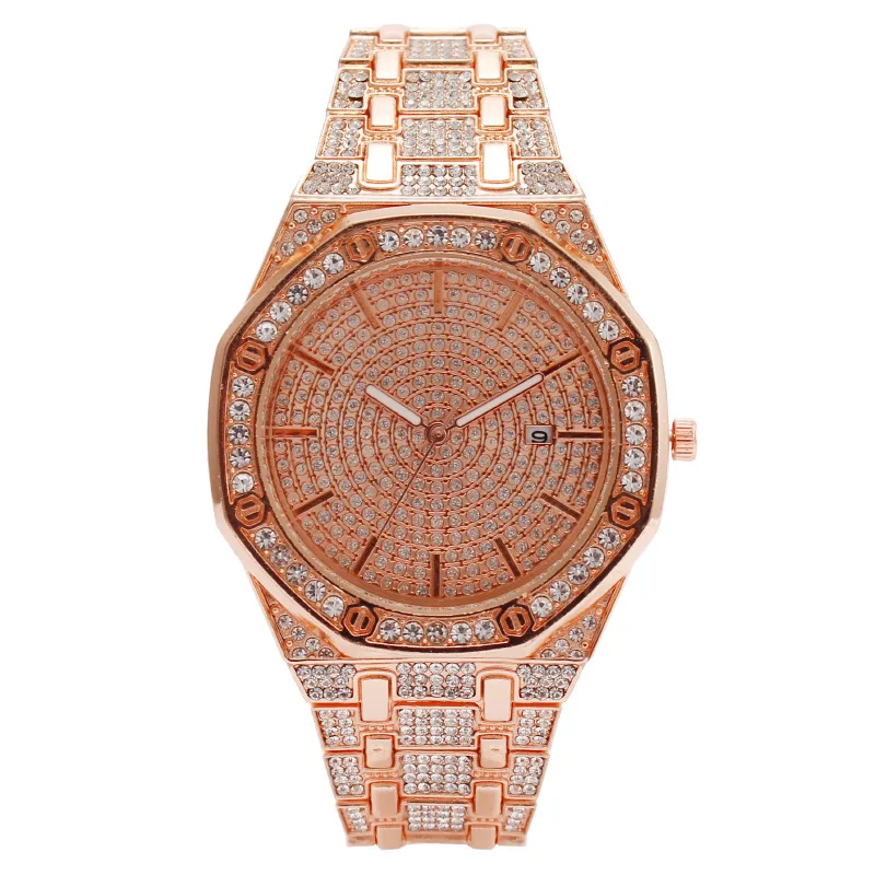 

Luxury Diamond Quartz Watch for Men Cool Bracelet Jewelry Hand Clock Designer Calendar Male Unisex Trend Golden Gift Wristwatch