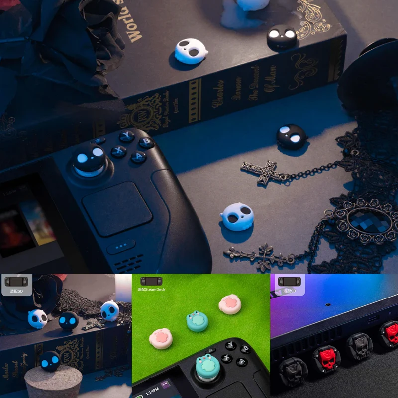 Skull Silicone Soft Thumb Stick Grip Cap Controller Joystick Cover Per Valvola Steam Deck Console Di Gioco Thumbstick Case Accessori