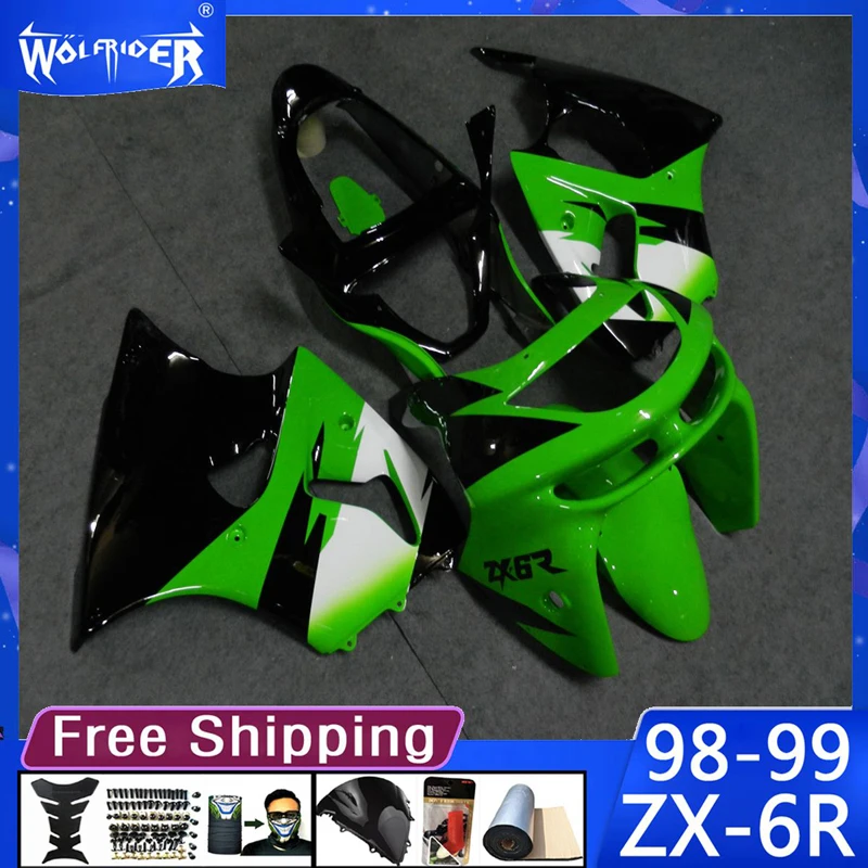 

Motorcycle cowl ABS plastic fairings for ZX6R 98 99 ZX-6R 1998-1999 Motorbike green Black fairing Manufacturer Customize cover
