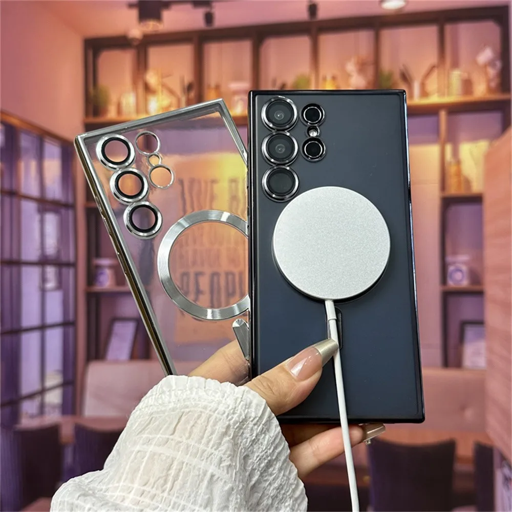 Luxury Soft Silicone Plating Armor Magnetic Phone Case with MagSafe Compatibility