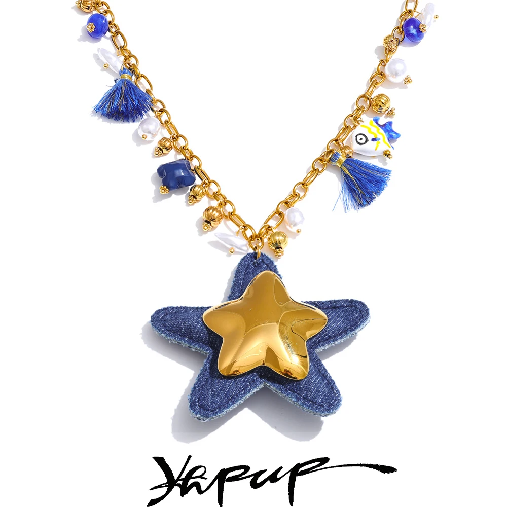 Yhpup Necklace for Women 18K Golden Plated Stainless Steel