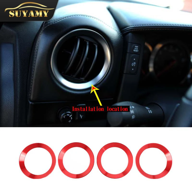 

4PCS Car-Styling Air Conditioning Vents Trim Ring Decoration Stickers Cover For Nissan GTR R35 2008-2016 Interior Accessories