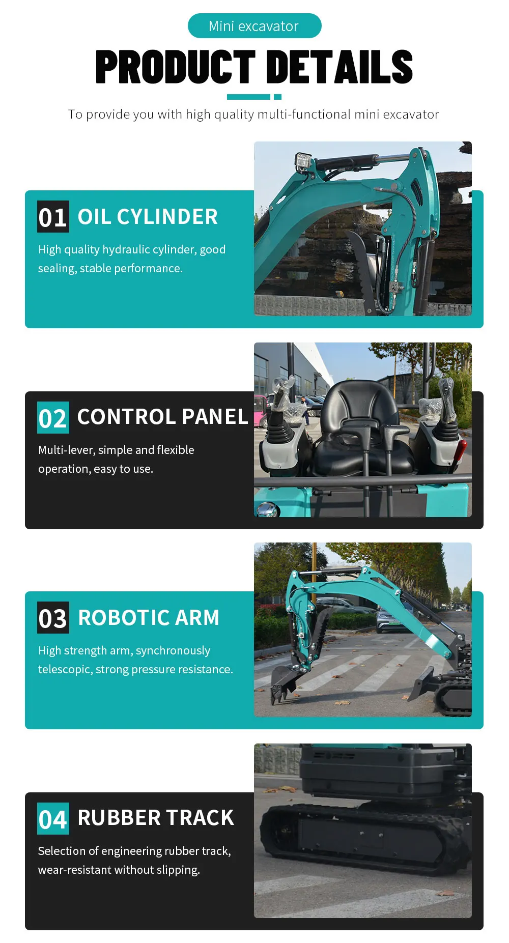 Hochwertiger, großer Hydraulikbagger mit seitlicher Schwenkarmfunktion, 1,8 t, kleiner Bagger mit anderem Motor, für den landwirtschaftlichen Einsatz, zu verkaufen. – Detail 6