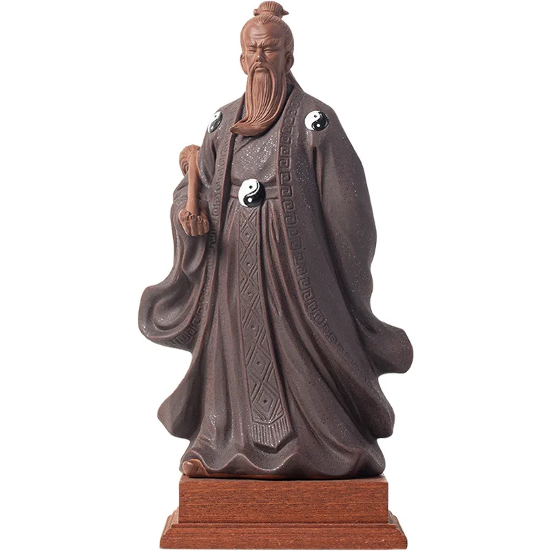 Chinese Zen style purple clay crafts, Tai Chi, Zhang Sanfeng, legendary figures, ornaments, home furnishings, living decorations