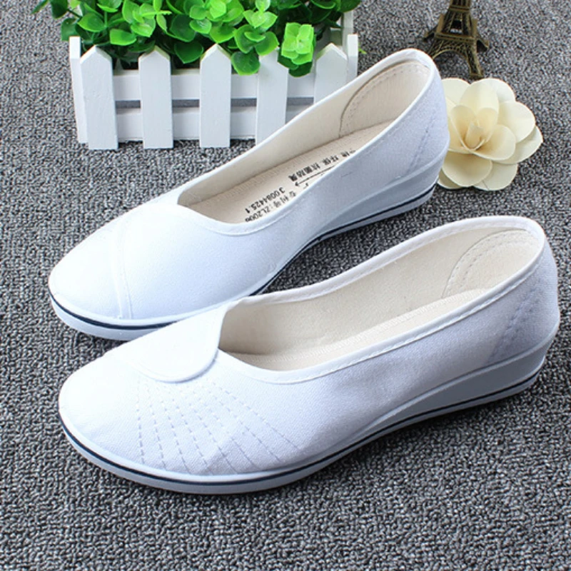 

Туфли на танкетке для медсестер, модные удобные белые дышащие, для салона красоты, удобные танцевальные туфли большого размера