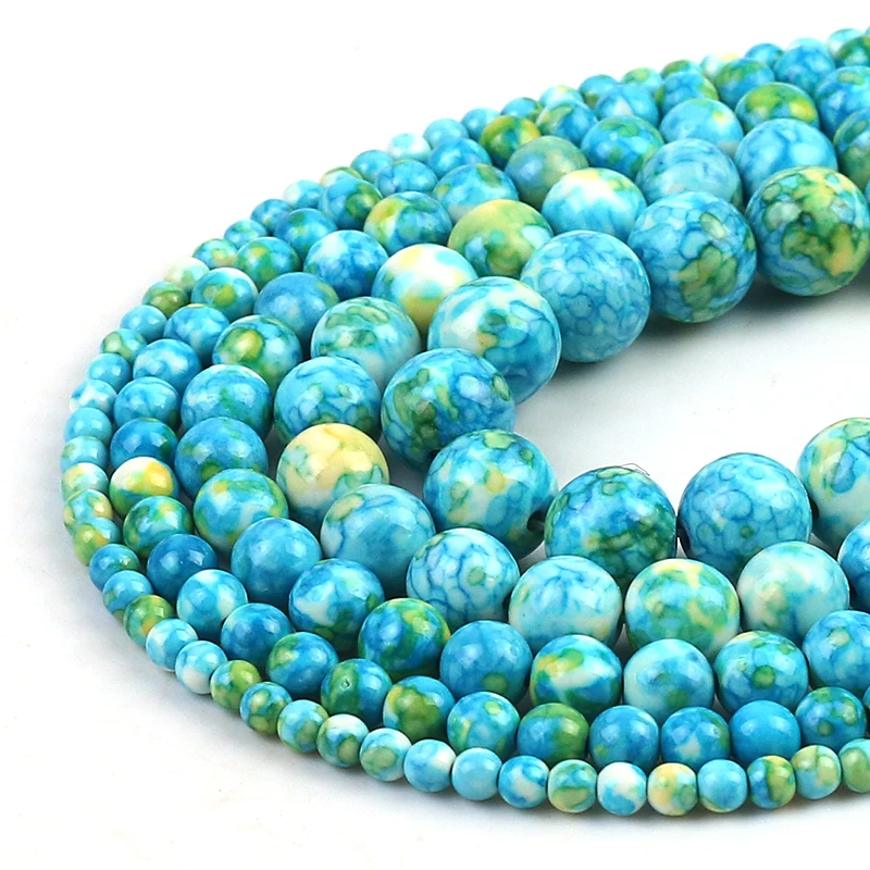 Vibrant Orange and Blue Jasper Round Beads for DIY Jewelry Making - Natural Loose Stones in Various Sizes