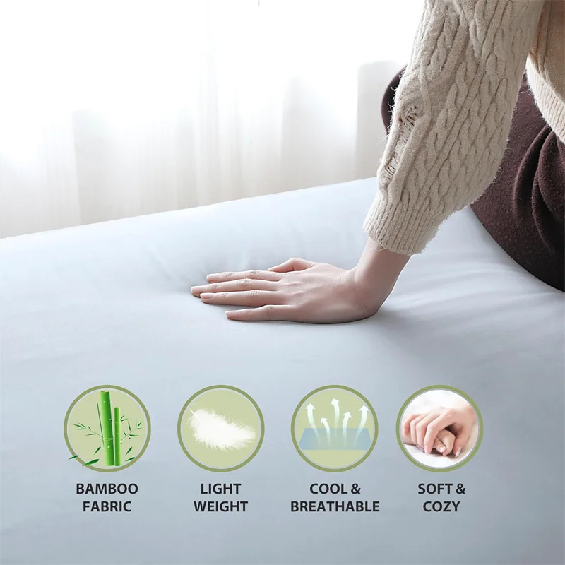 High Quality Bed Fitted Sheet 100% Bamboo Mattress Cover with Elastic Band Double King Queen Size Bed Sheet 90/120/200 Fit Sheet 3