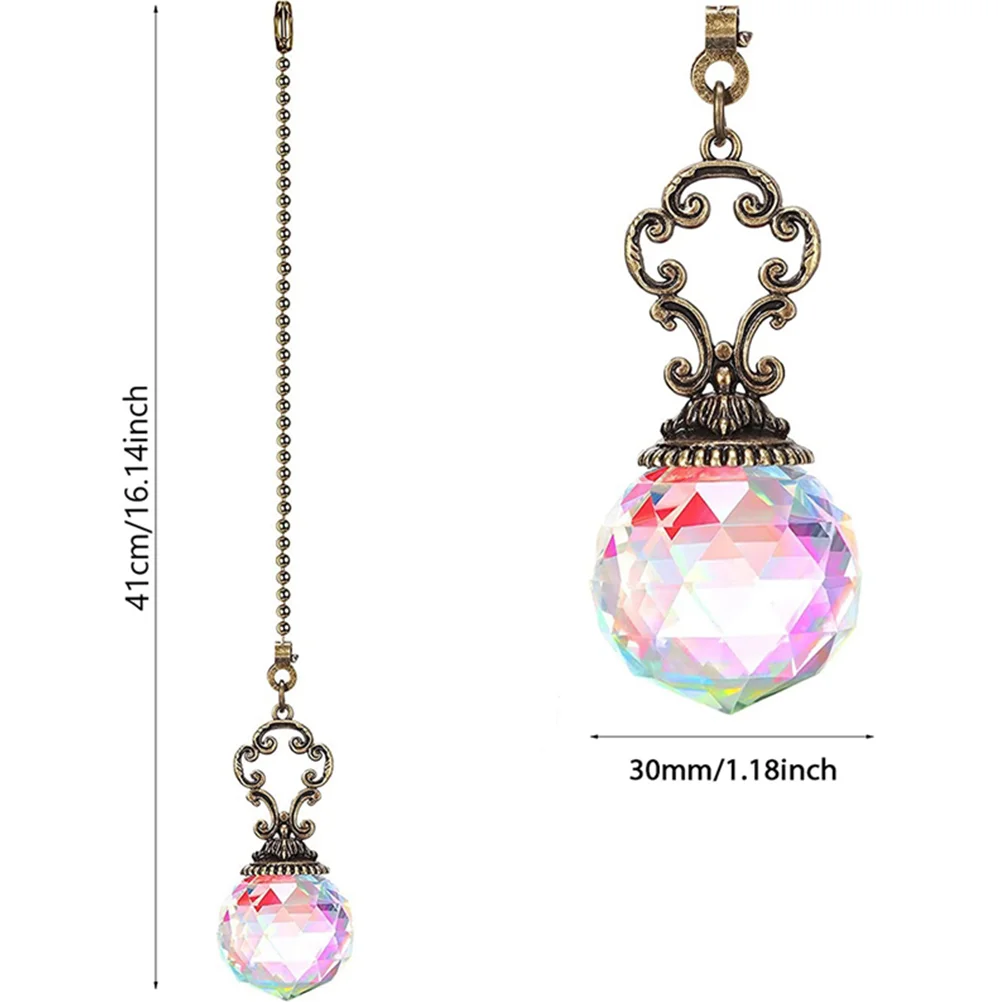 2 Pcs Ceiling Fan Pulls Crystal Ball Light Accessories Fan Pull Chains Beaded Chain Ceiling Pulls Chain Hardware