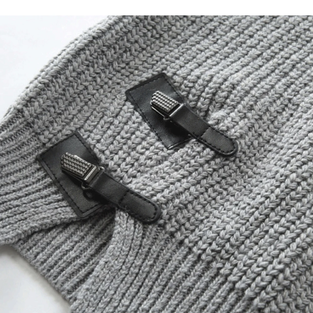 Fashion Men's Winter Long Sleeve Sweater Cable Slim Button Designer Knitted Jacket Turtleneck Pullovers Sweaters Tops For Man