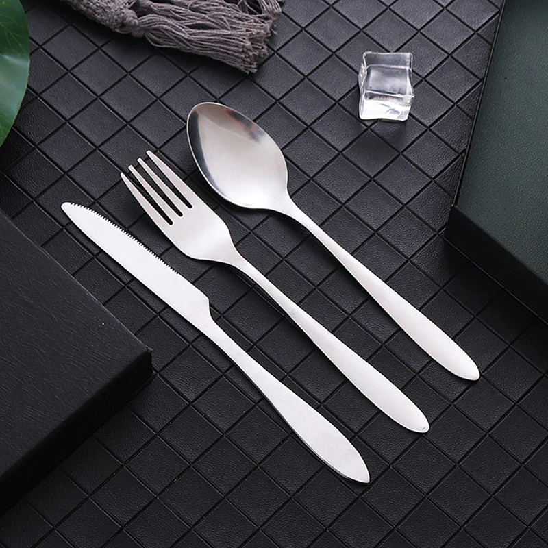 Stainless Steel Tableware Straw Fork Spoon Family Travel Camping Cutlery 8Pcs