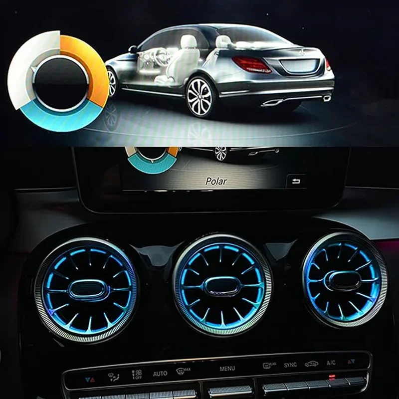7pcs Interior Ambient Light 64 Colors For Mercedes-Benz C Class W205 2015-2021 W213 W156 W117 W176 Air Vent Lights A